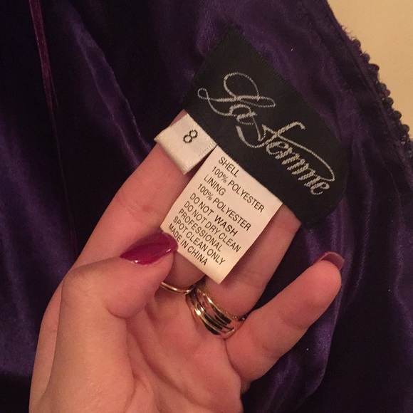 La Femme Purple Floral Beaded Prom Dress Size 8 - Picture 6 of 8